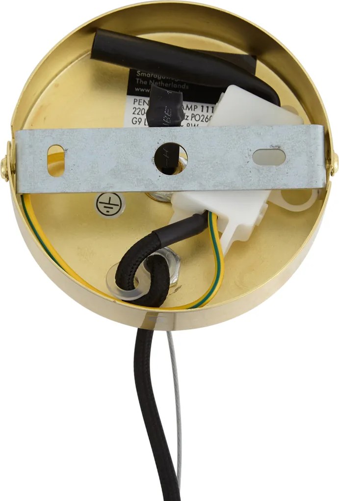 Art Deco hanglamp messing met amber glas 6-lichts - Ryan