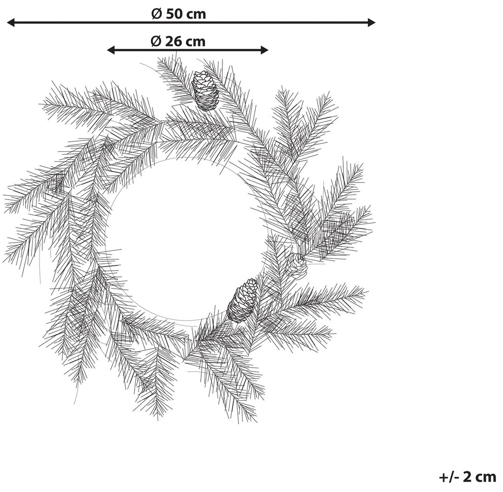 Vianočný veniec so svetielkami ⌀ 50 cm zelený WHITEHORN  Beliani