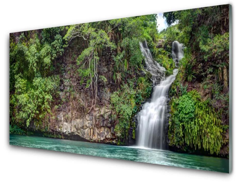 Obraz na akrylátovom skle Vodopád skala príroda 100x50 cm