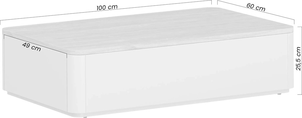 Kávový stolík Amilio 100 cm so zásuvkami - kasmír + olejovaný dub