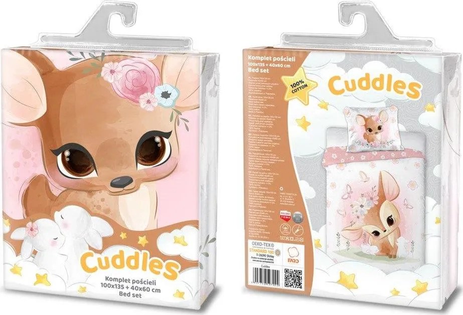 Detské bavlnené obliečky do postieľky 135x100 cm CUDDLES - Srnečka
