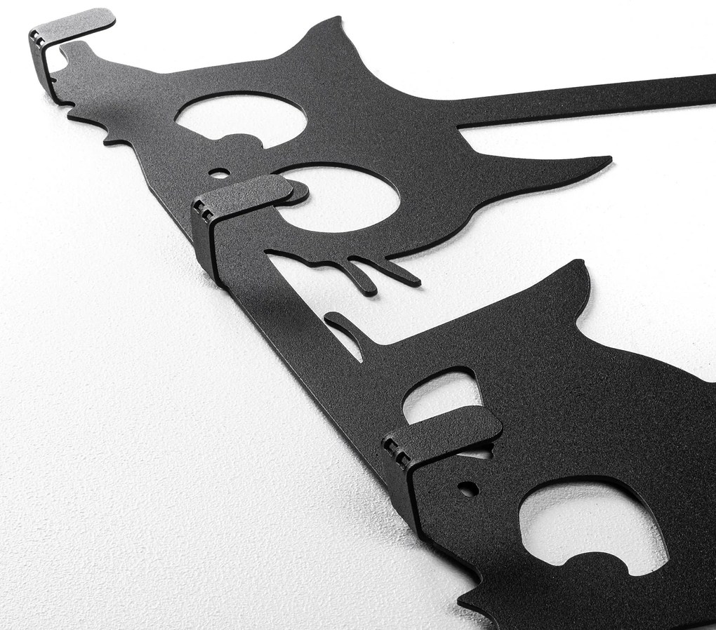 Nástenný kovový vešiak Cats 60 cm čierny