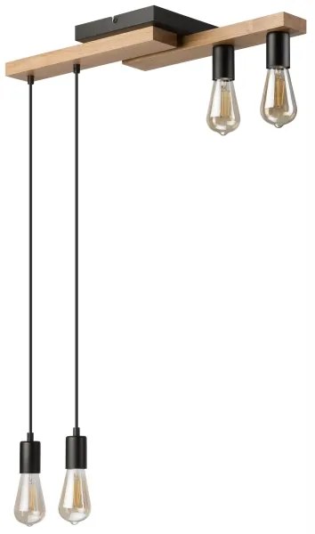 Luster na lanku CORTINA 4xE27/15W/230V čierna/dub