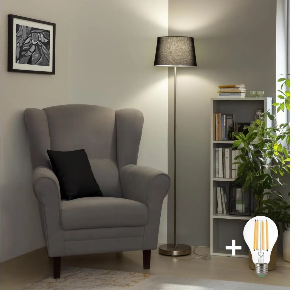 Brilagi - LED Stojacia lampa CERIA 1xE27/40W/230V pr. 30 cm čierna/matný chróm