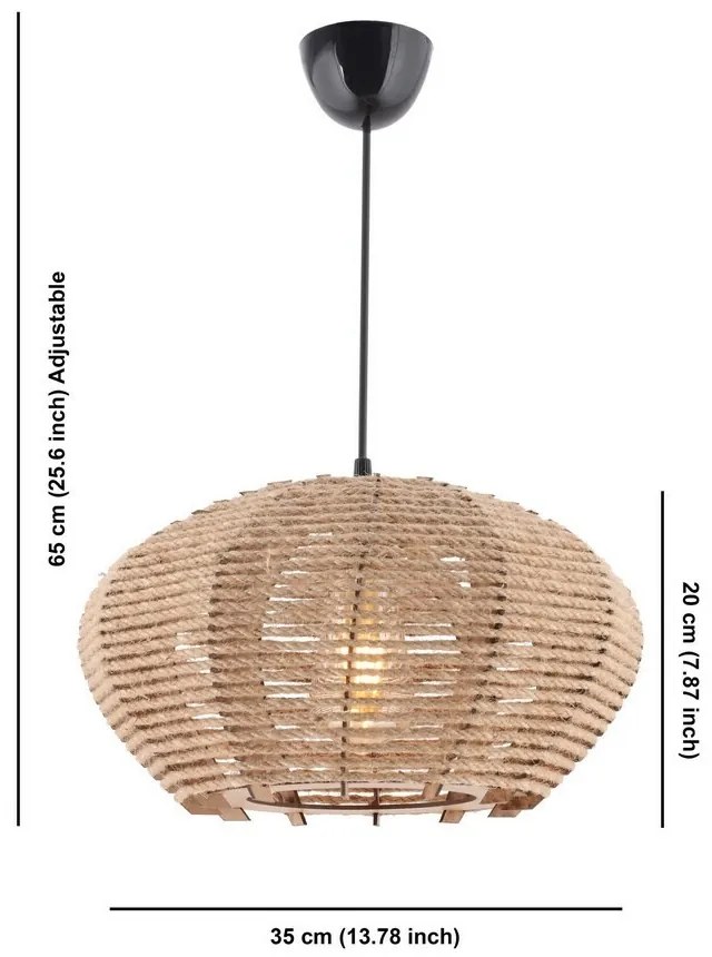 Závesný lustr Jute Ellipse, krémová
