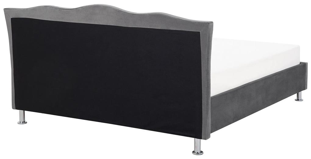 Zamatová posteľ 180 x 200 cm tmavosivá METZ Beliani