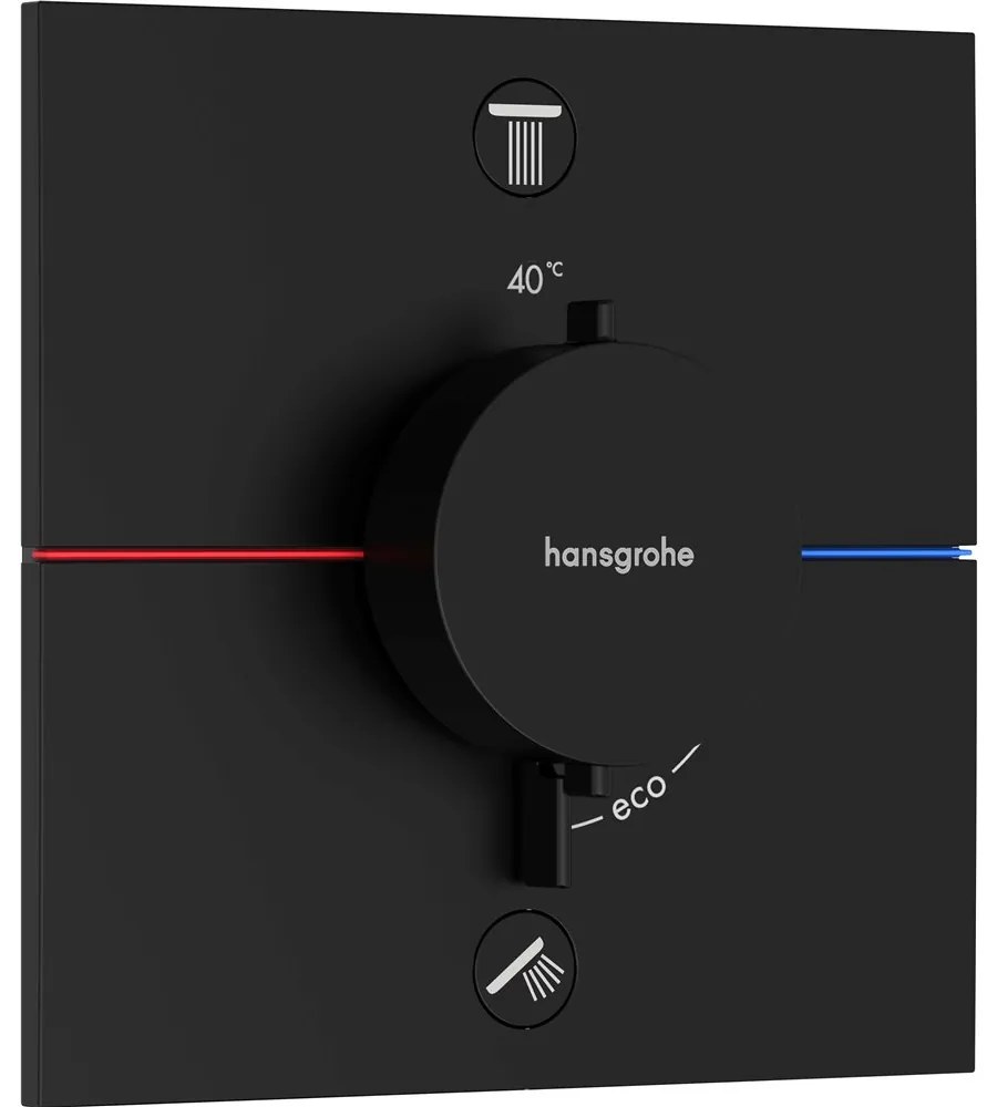 HANSGROHE ShowerSelect Comfort E termostat pod omietku pre 2 spotrebiče, so zabudovanou bezpečnostnou kombináciou podľa EN1717, matná čierna, 15578670