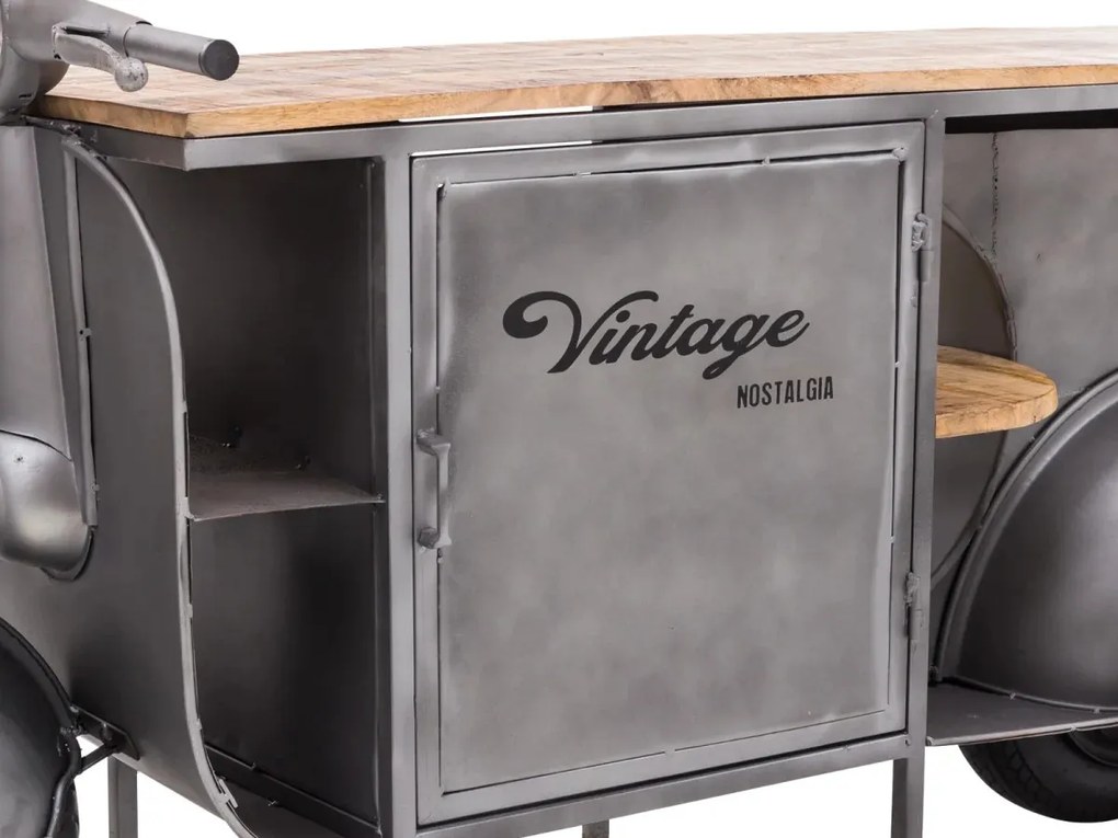 furniture-nabytek.cz - Masívna skrinka pod umývadlo Vanity z kovu a manga, lakovaná, strieborná