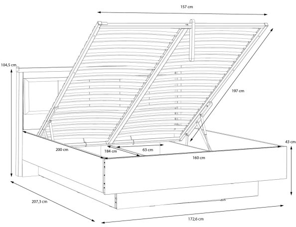 Dvojlôžková posteľ s úložným priestorom OREN 160x200 cm hnedá/čierna