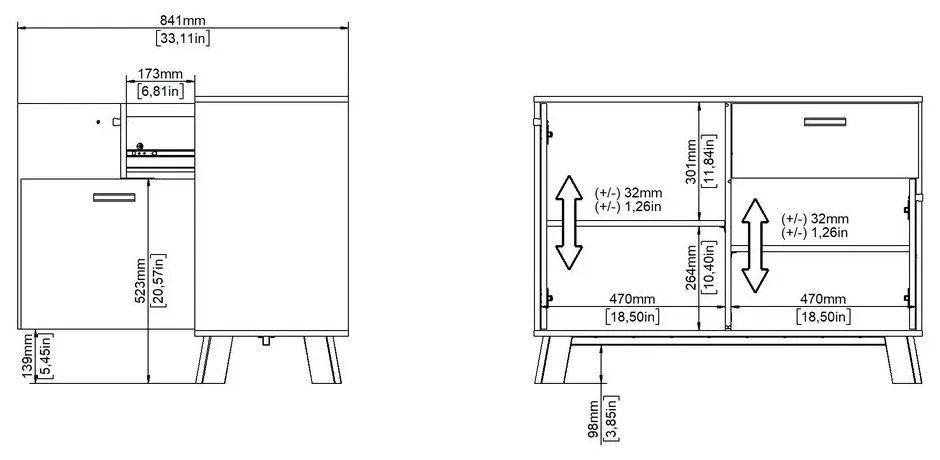 Biela/v prírodnej farbe komoda v dekore duba 99x73x39 cm Ikast – Tvilum