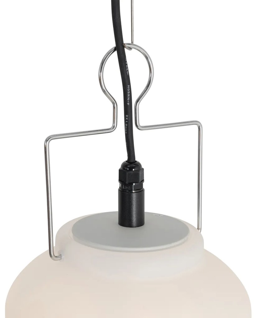 Závesné vonkajšie svietidlo biele 20 cm so zástrčkou IP44 - Pion