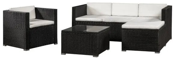 InternetovaZahrada Záhradný ratanový set Punta Cana L - čierny/krémové podušky