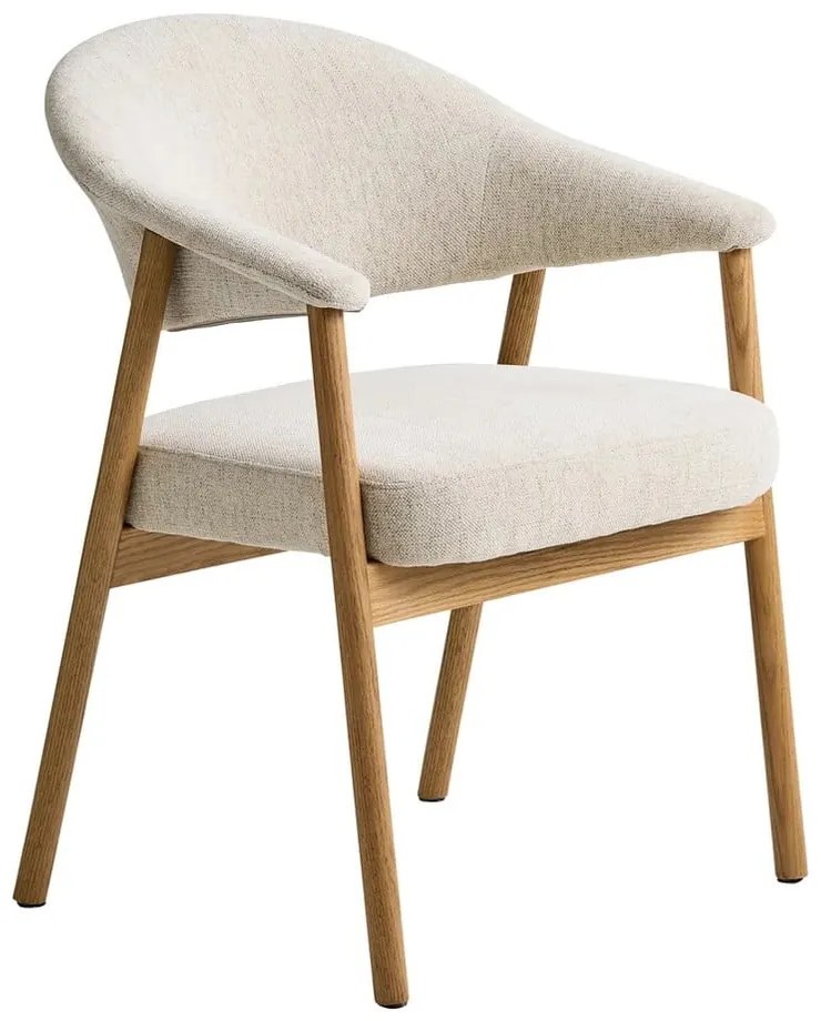 Krémovobiele jedálenské kreslá v súprave s podrúčkami 2 ks z dubového dreva Elk – Unique Furniture