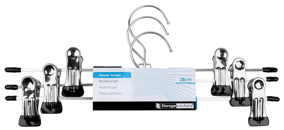 VILDE Kovové vešiaky s klipom na nohavice a sukne, sada 3ks (strieborné)