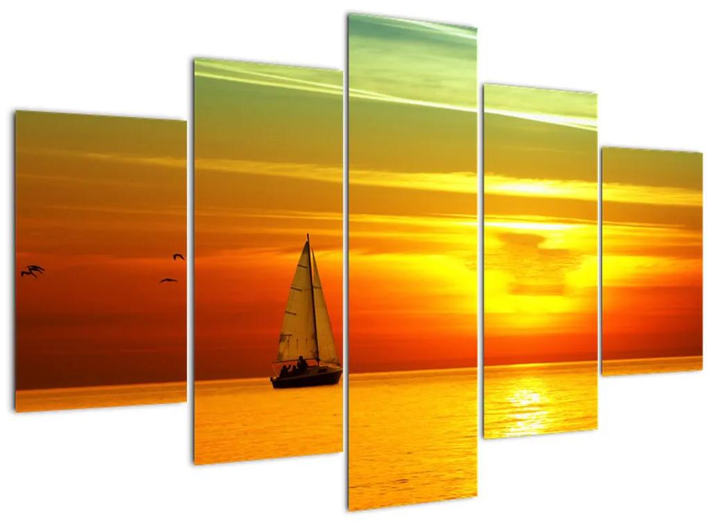 Obraz západu slnka s jachtou (150x105 cm)