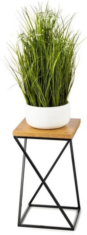 HowHomely Stojan na kvety LOFT 40x24 cm čierna/hnedá 10-1631-40-MDF