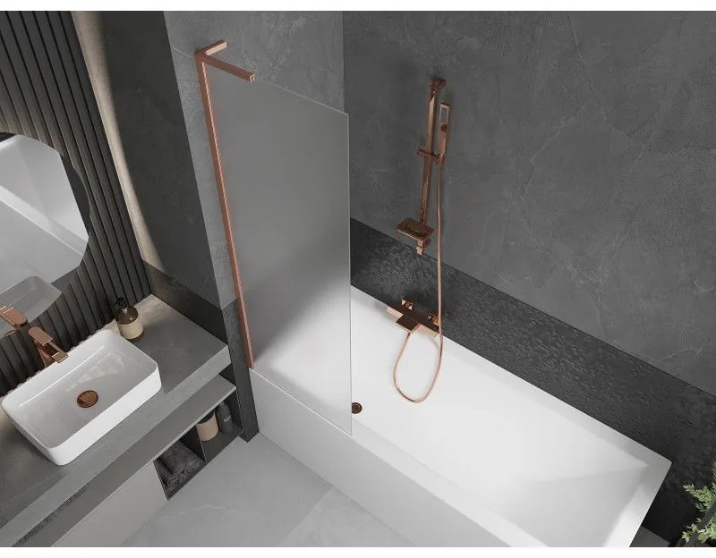 Mexen Next L, 1-krídlová vaňová zástena 60 x 150 cm, 6mm sklo námraza, medený profil, 895-060-000-03-30-65