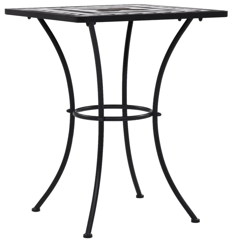 vidaXL Mozaikový bistro stolík, čierno biely 60 cm, keramika