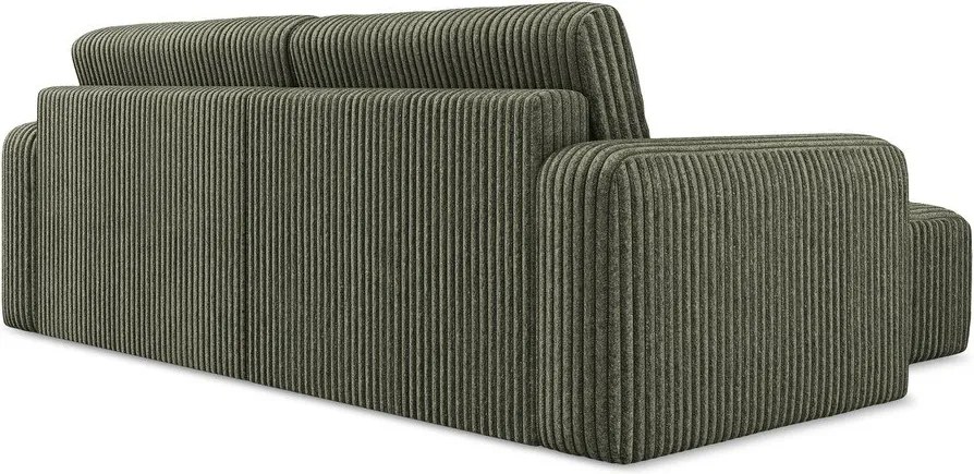 Zelená menčestrová rozkladacia/s úložným priestorom rohová pohovka (ľavý roh/s leňoškou) Kona – Makamii