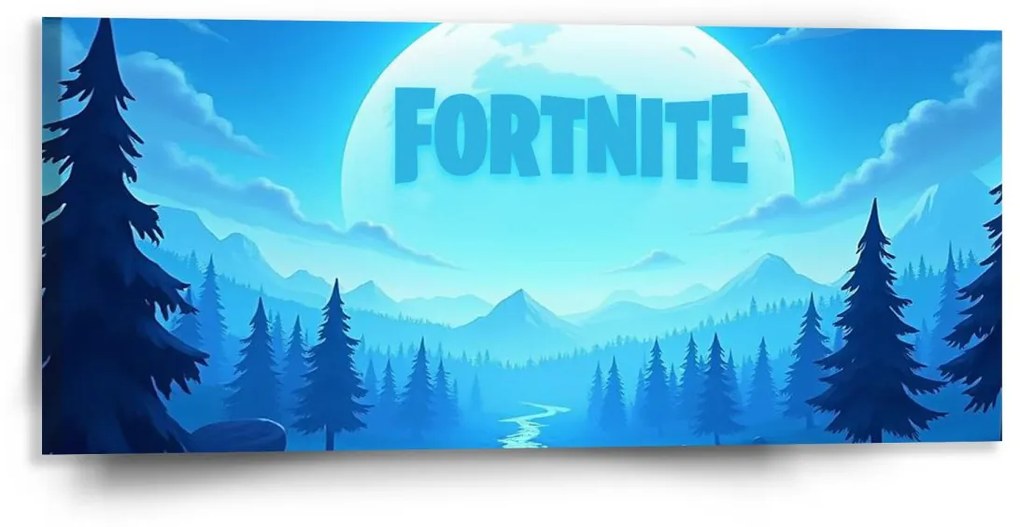 Sablio Obraz FORTNITE Modré údolie s mesiacom - 110x50 cm
