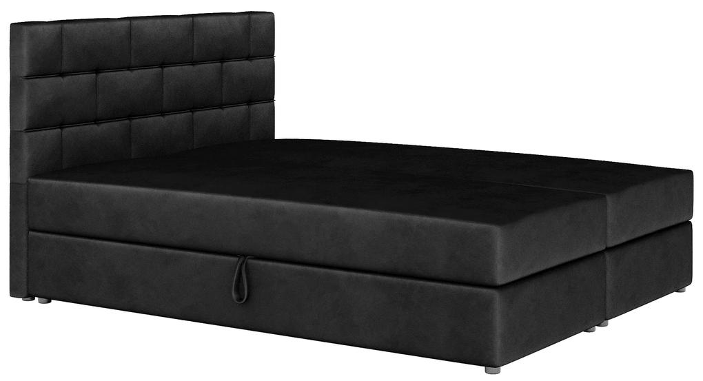 Manželská posteľ Boxspring 180x200 cm Waller (čierna) (s roštom a matracom). Vlastná spoľahlivá doprava až k Vám domov. 1007736