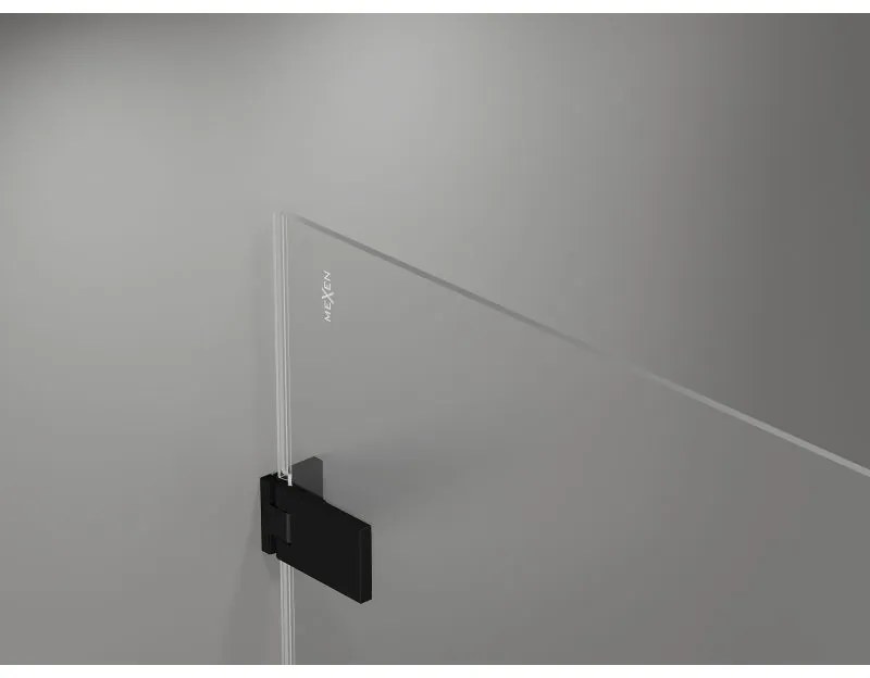Mexen Lunar-F L, 1-krídlový sprchový kút so skladacími dverami, pravý, 85 x 80 cm, 8mm číre sklo, čierny profil, 836L-085-080-70-00-P
