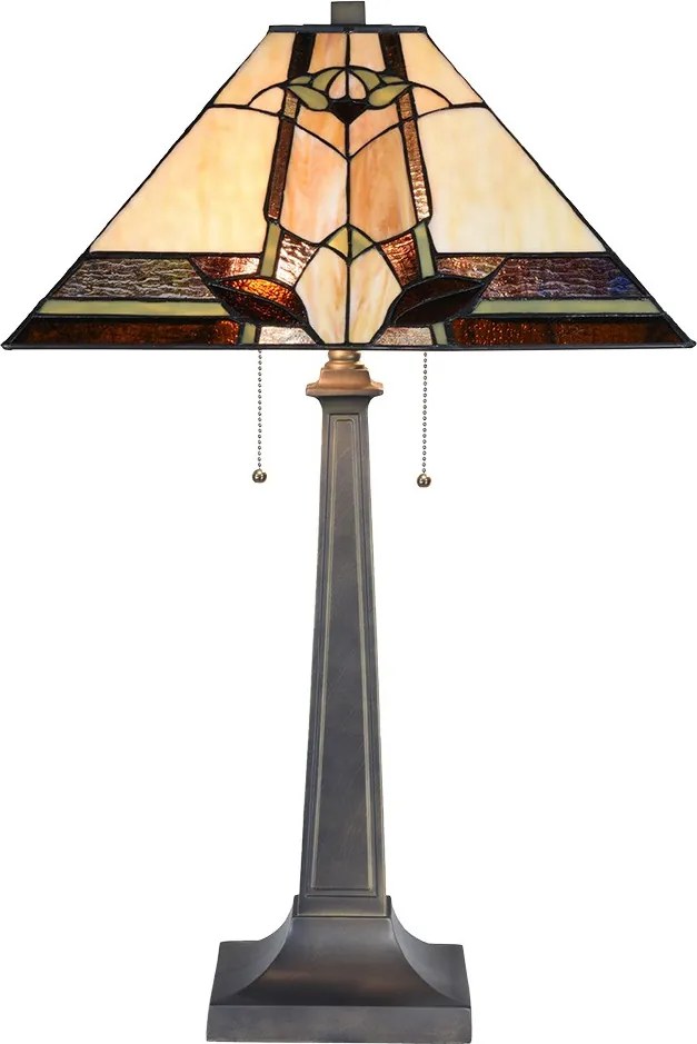 Béžovo-hnedá stolná lampa Tiffany Silvia - 45*45*80 cm E27/max 2*60W