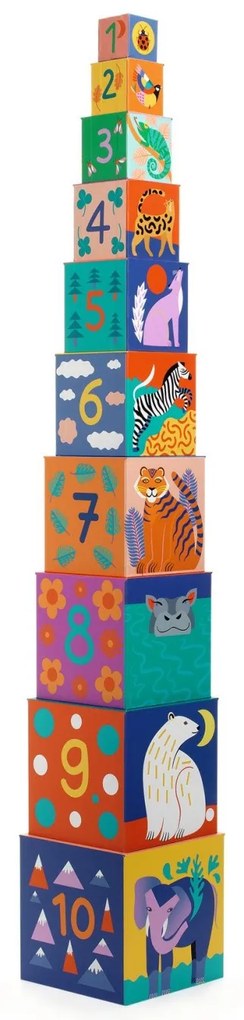 Skladacie kocky pyramída - divoké zvieratá
