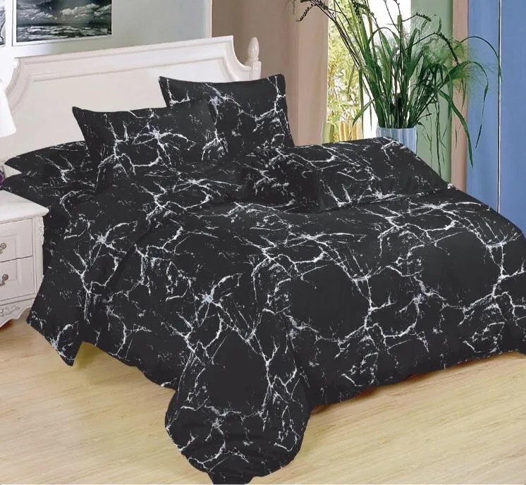 7-dílné povlečení abstrakce bavlna/mikrovlákno černá 140x200 cm na dvě postele