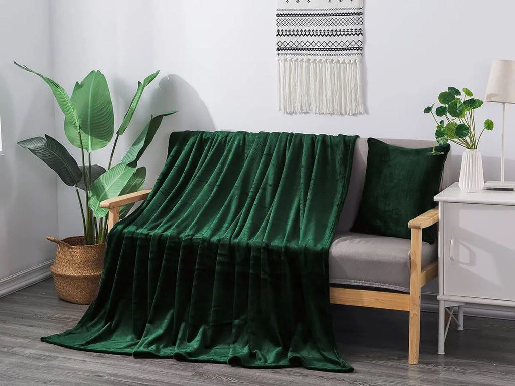 XPOSE® Mikroplyšová deka Exclusive - tmavo zelená 150x200 cm