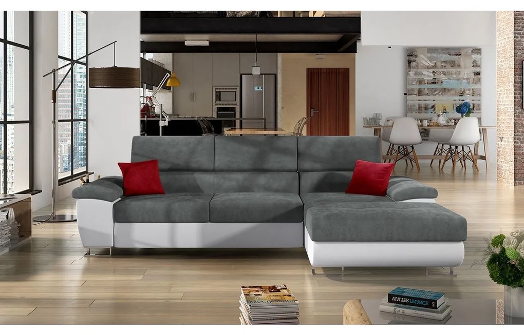 Rohová sedacia súprava Alvin Mini, Dostupné poťahy: ekokoža Soft 017 + Lux 06 + ekokoža Soft 017, Strana: ľavá