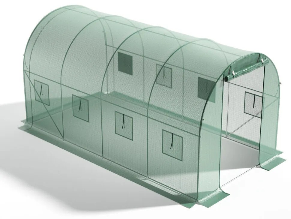 ModernHome Fóliový skleník s kovovým rámom - 4,5x2x2m zelený