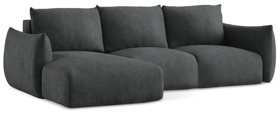 Tmavosivá ženilková rozkladacia rohová pohovka (ľavý roh/s leňoškou) Leila – Makamii