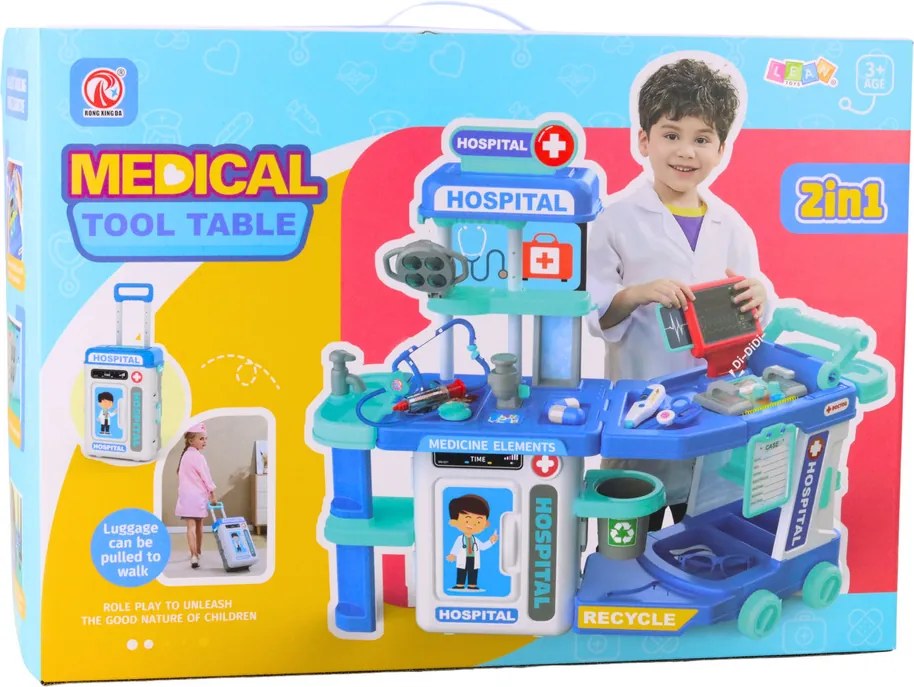 LEAN Toys Doktorská nemocničná súprava v kufríku 2v1 Svetlá Zvuky Zvuky Príslušenstvo