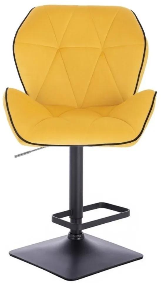 LuxuryForm Barová stolička MILANO MAX VELUR na čierne podstave - žltá