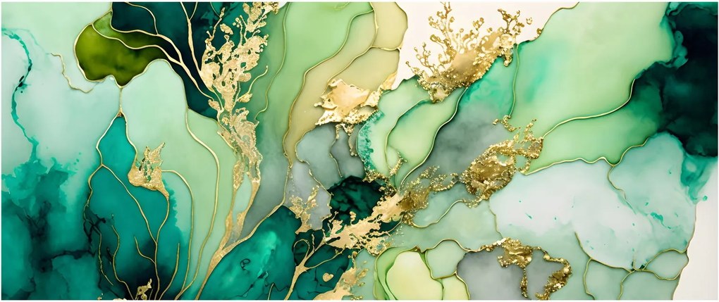 Obraz - Zelená abstrakcia (120x50 cm)