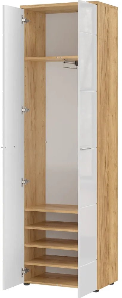Biela prírodná šatníková skriňa v dekore duba 60x198 cm Aledo - Germania