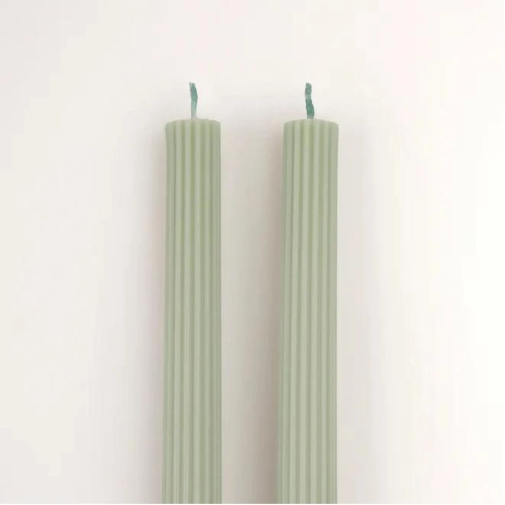 Meri Meri Vysoká sviečka Sage Green 25 cm – set 2 ks
