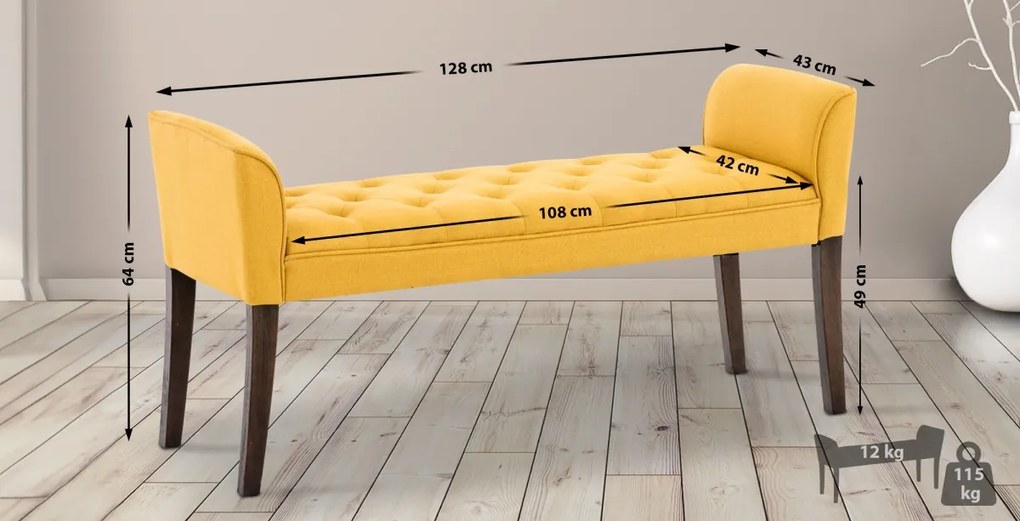 Lavica Cleopatra Chaiselongue látka, nohy antik tmavé - Žltá