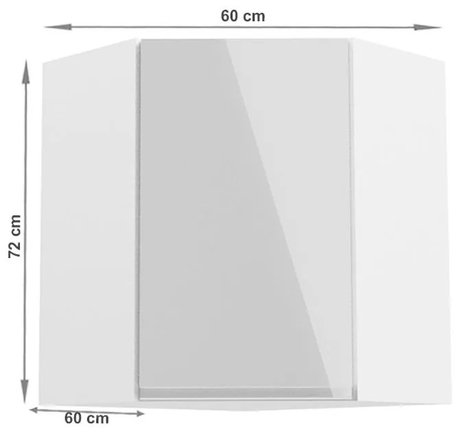 Kondela Horná skrinka, AURORA G60N, biela/biely extra vysoký lesk