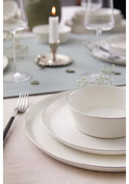 24-dielna jedálenská súprava, biela/strieborná, porcelán