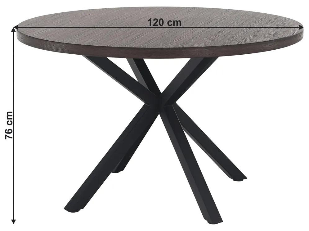 Okrúhly jedálenský stôl Medor - dub tmavý / čierna