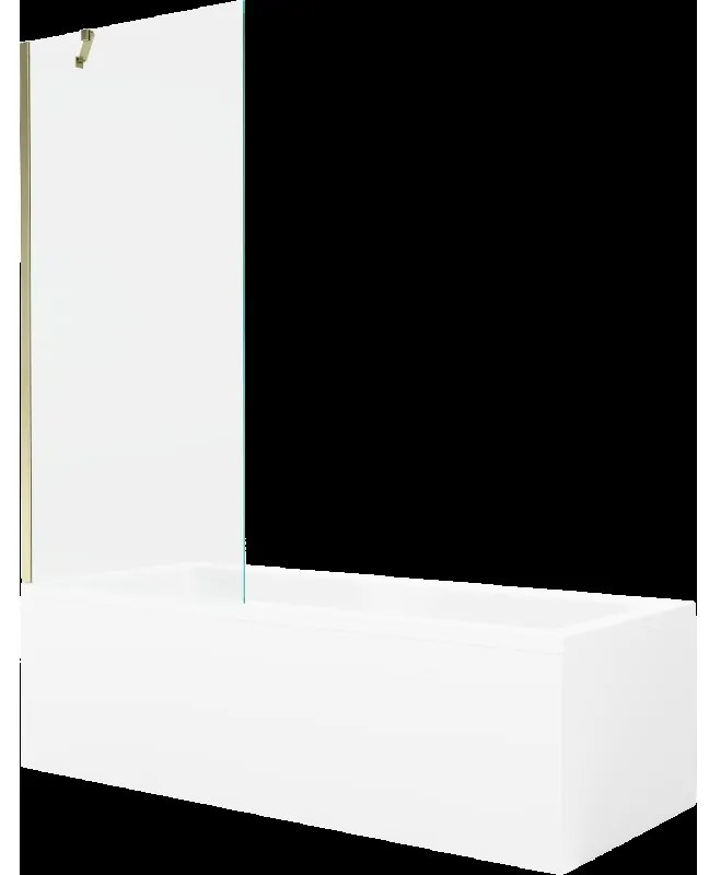 Mexen Cubik obdĺžniková vaňa 160 x 70 cm s obkladom a 1-krídlovou sprchovou zástenou 80 cm, Transparentné, Zlatá - 550316070X950