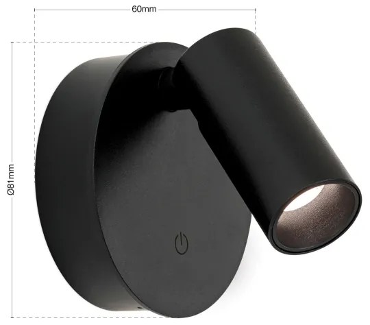 Orion - LED stmievateľné nabíjacie svietidlo LUXY LED/1W/5V 2200 mAh 2700/3000/4000K čierna