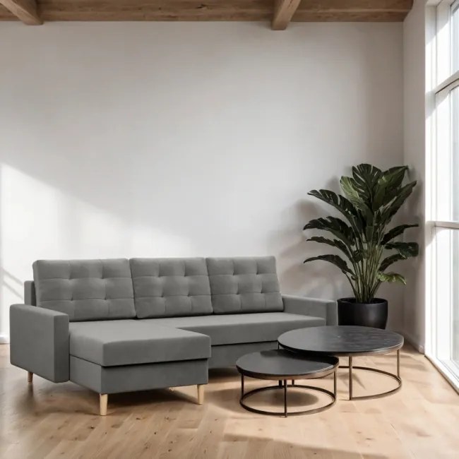 Rohová rozkladacia sedačka BLANK Elegant svetlosivá