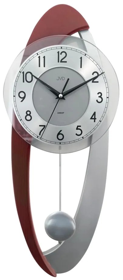 Kyvadlové nástenné hodiny JVD NS11004/23, 59 cm - moderné sklo a drevo
