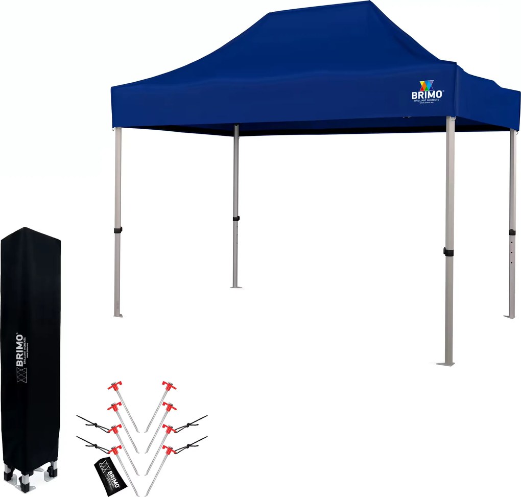 BRIMO Nožnicový stan 2×3 m hliníkový bez stien | Rýchla montáž a pevný ľahký rám - bez 3 stien - Modrá 34