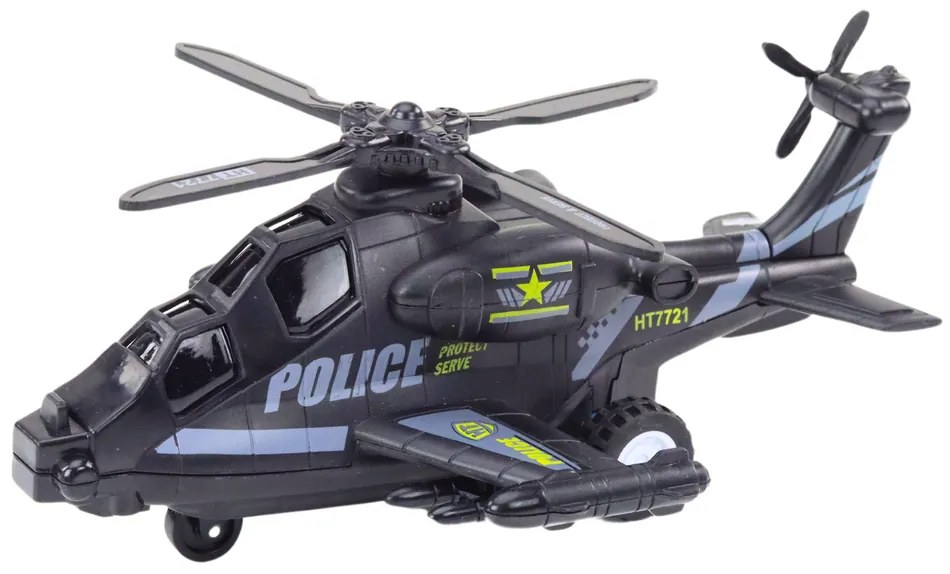 LEAN TOYS Policajný vrtuľník s trecím pohonom, zvuk, svetlá