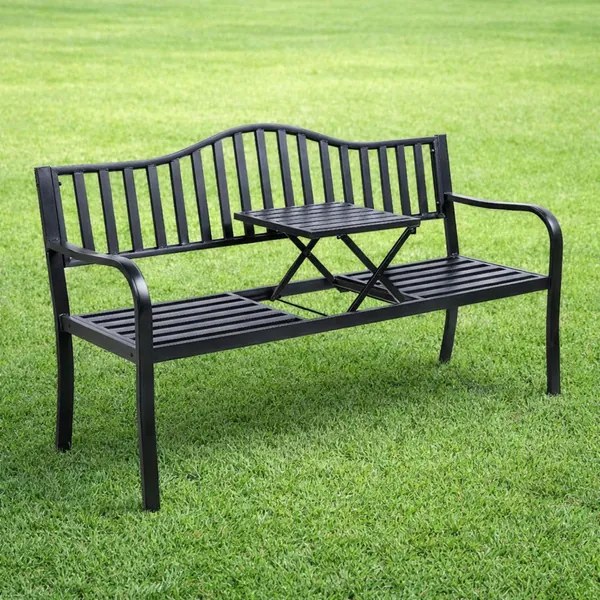 Lean Záhradná kovová lavička – 150cm, čierna