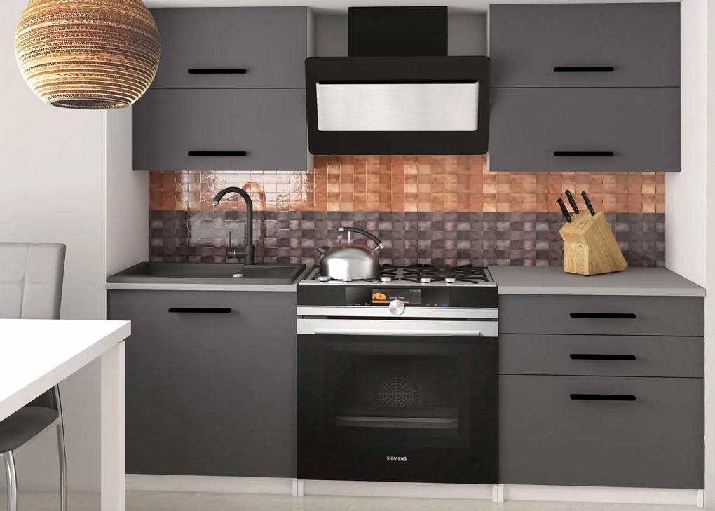 Kuchynská linka Belini 120 cm šedý mat s pracovnou doskou Eleganta2 TOR ELEGANTA2/3/WT/SR/0/B1